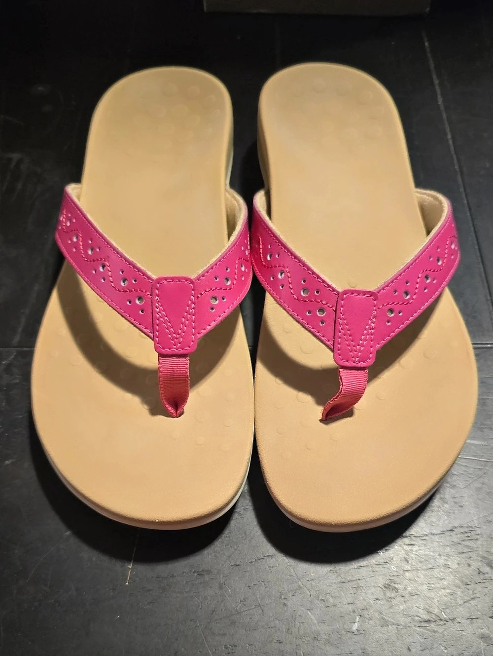 Vionic Pink & Beige Flip-Flop Sandals